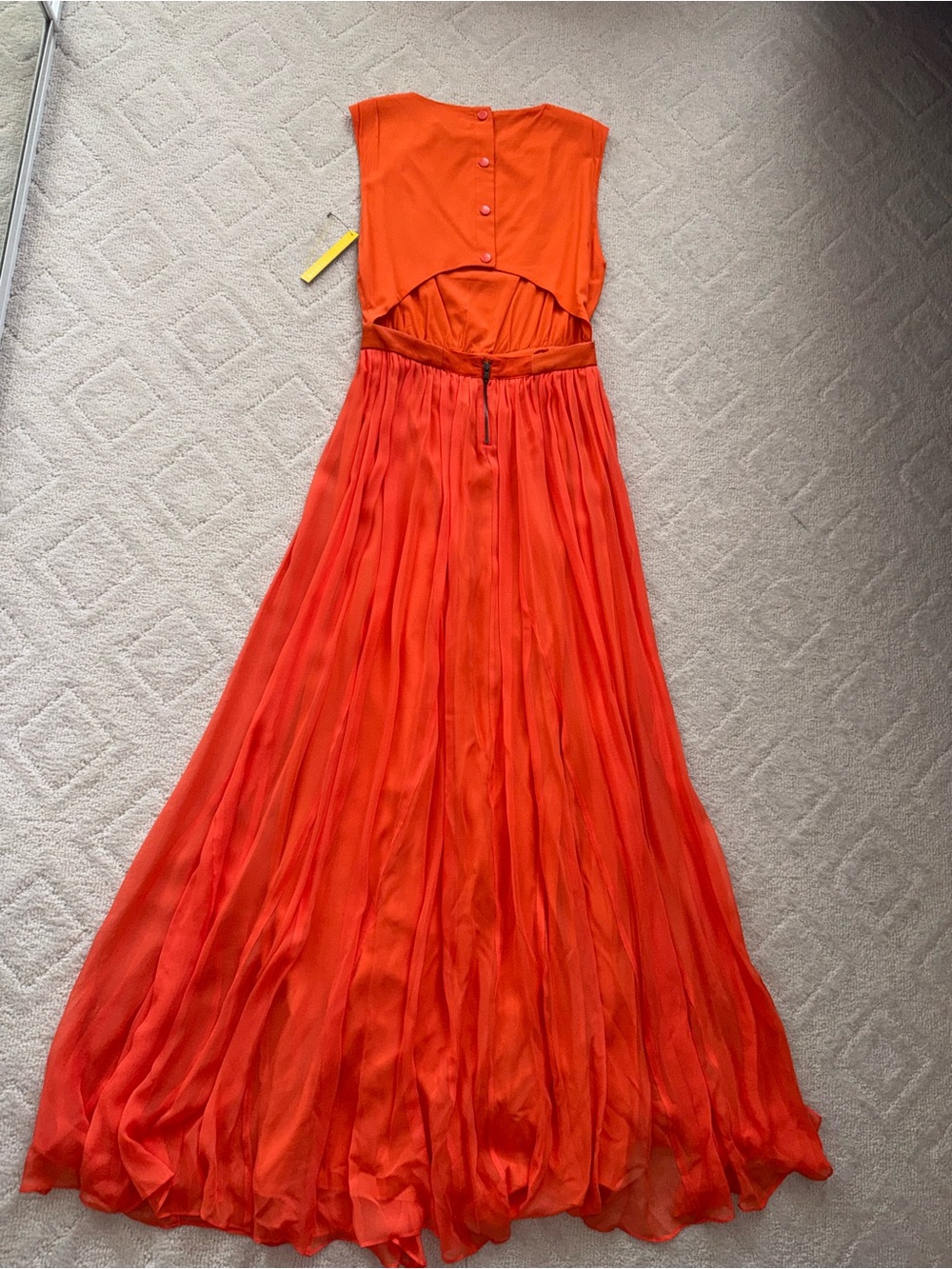 Alice+Olivia by Stacey Bendet Leather Waist Soft Orange Maxi Dress/ Gown/6/NWT - Picture 4 of 17